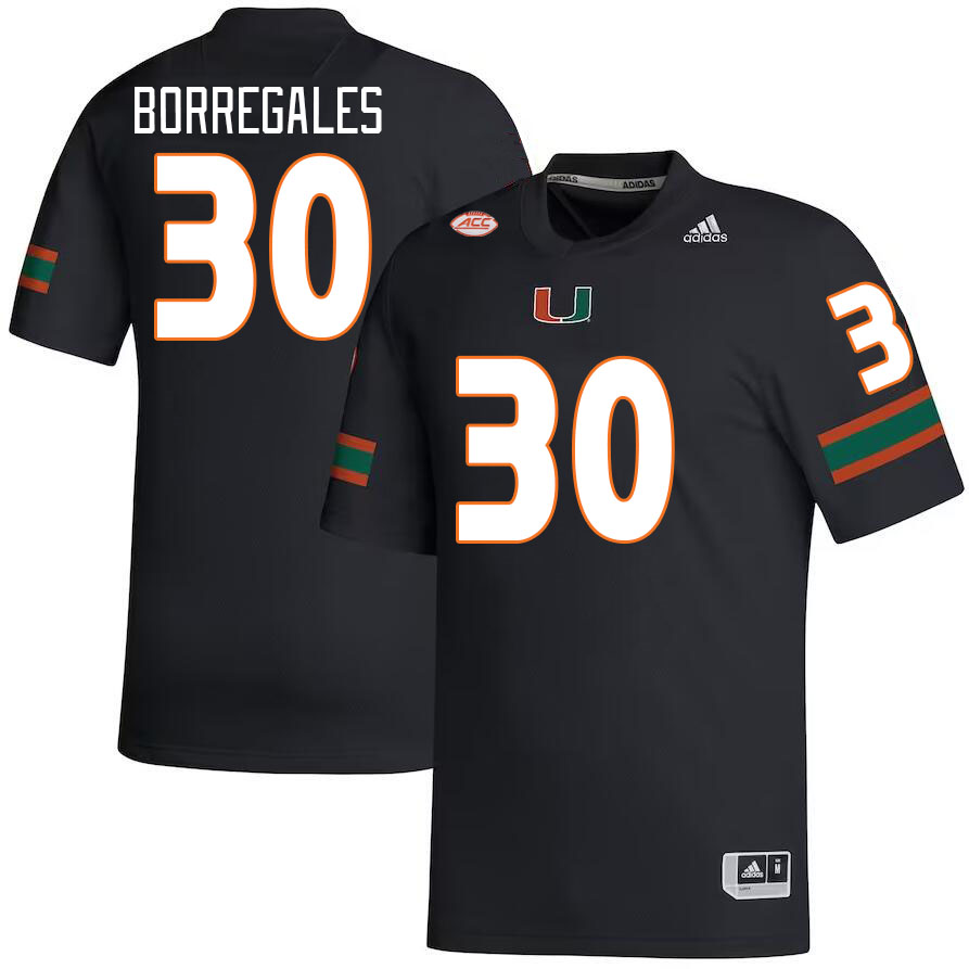 Men #30 Andres Borregales Miami Hurricanes College Football Jerseys Stitched-Black